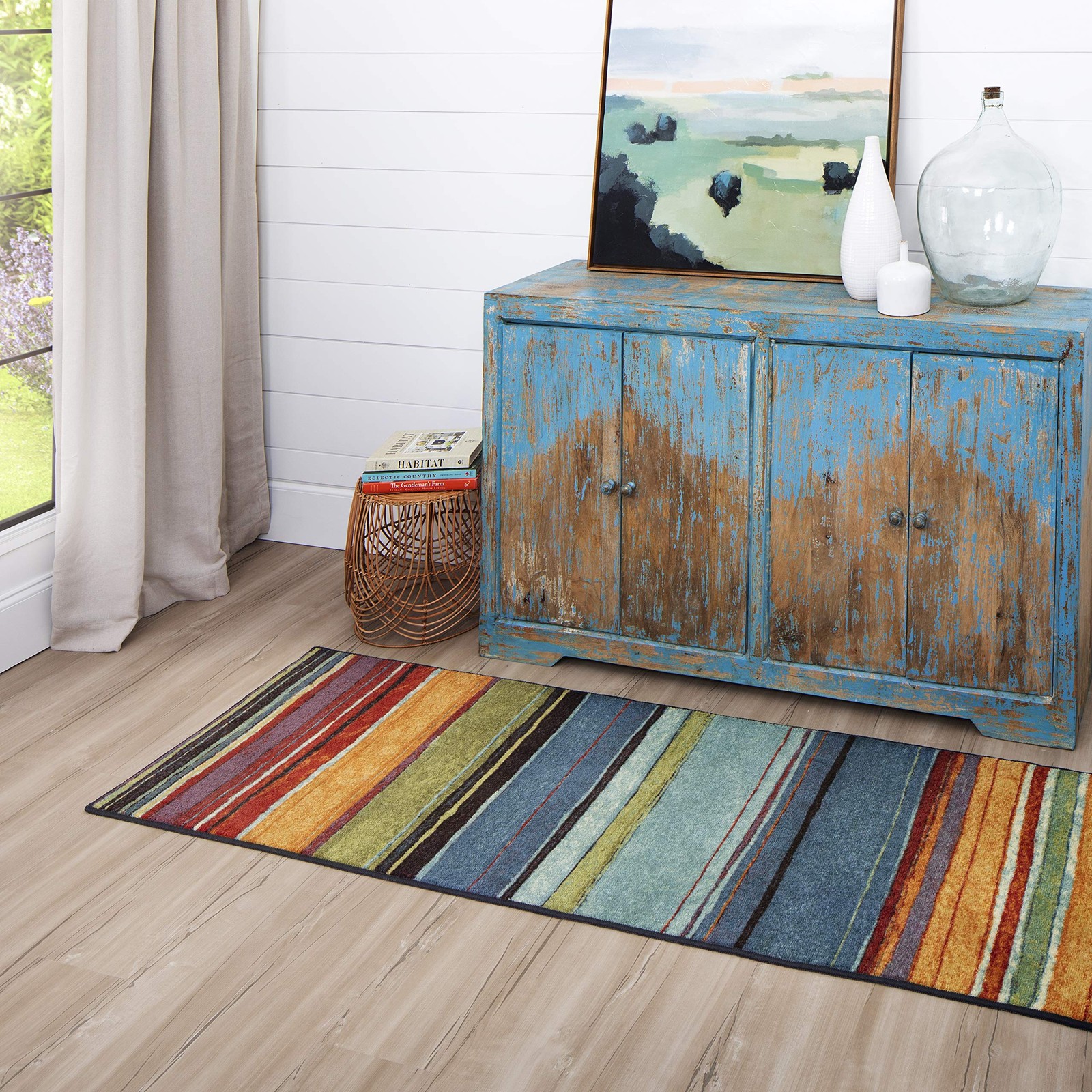 Rainbow Stripe 2′ x 5′ Area Rug – Multicolor – Perfect for Living Room, Dinin…