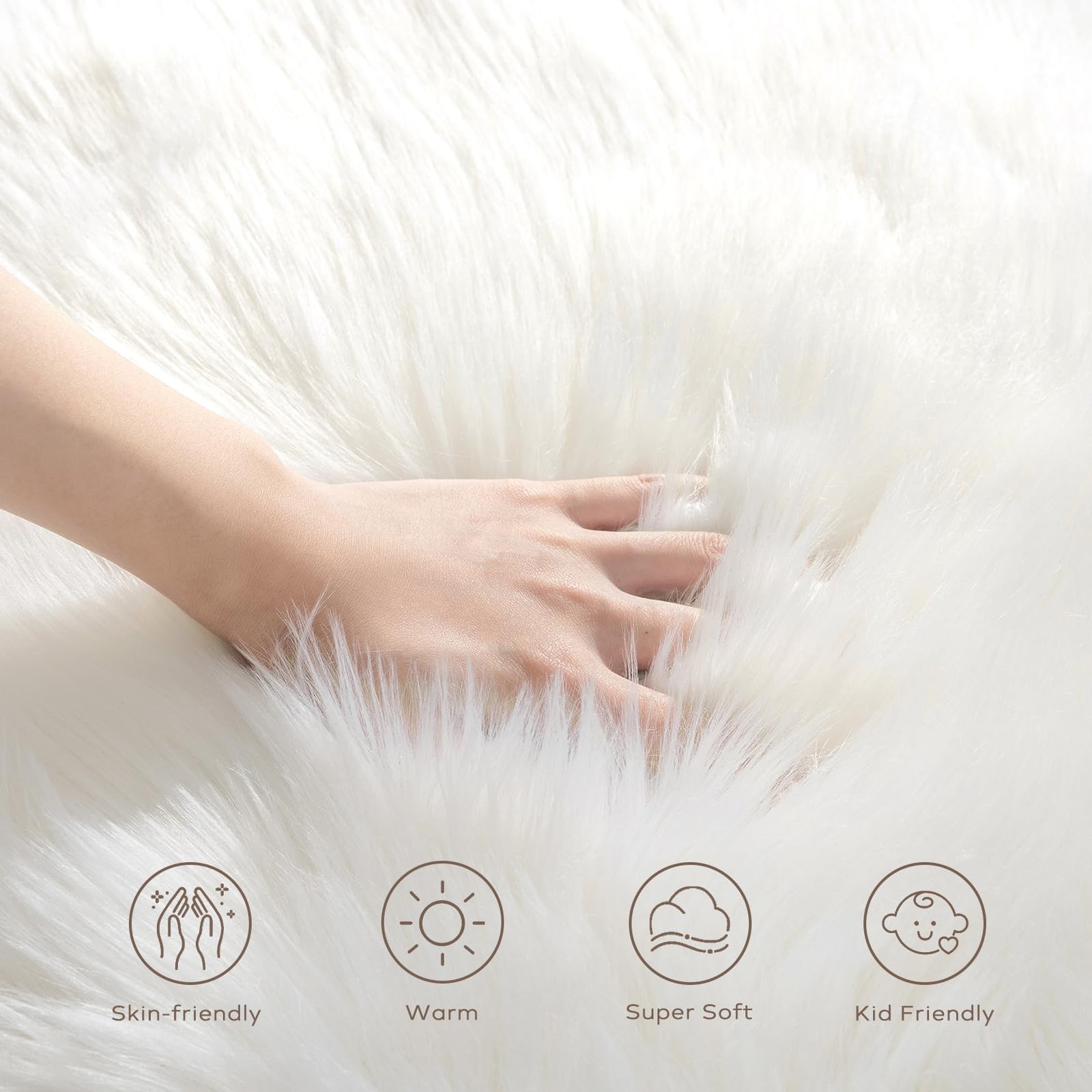 Ashler Faux Fur Rug, Fluffy White Small Sheepskin Rug, Ultra Soft 2×3 Ft Mat,…