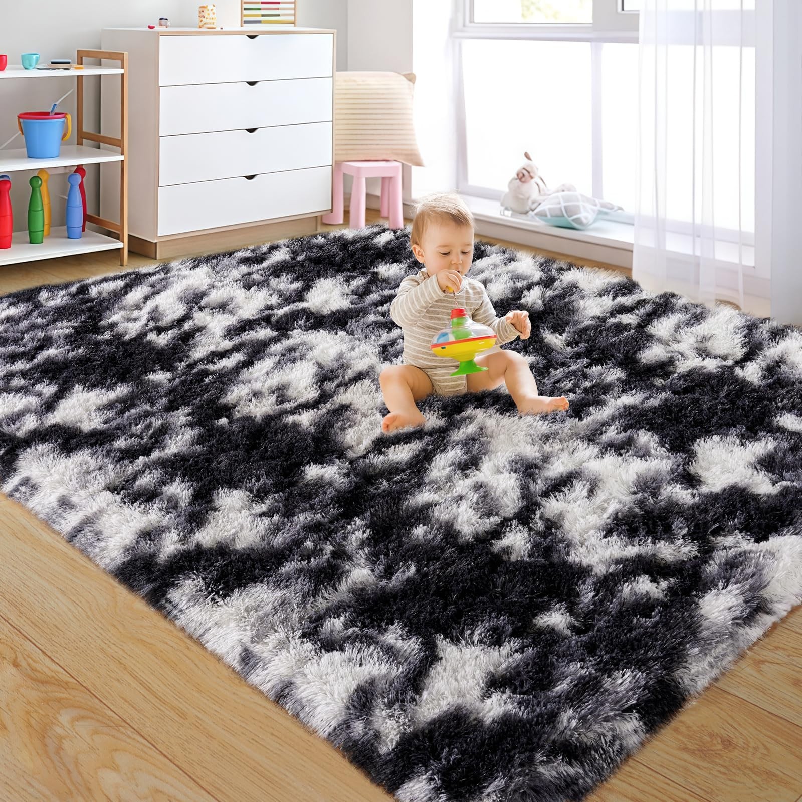 Rezutan Rugs for Living Room, Area Rug 5×7 Fluffy Carpet, Non-Slip Soft Shaggy