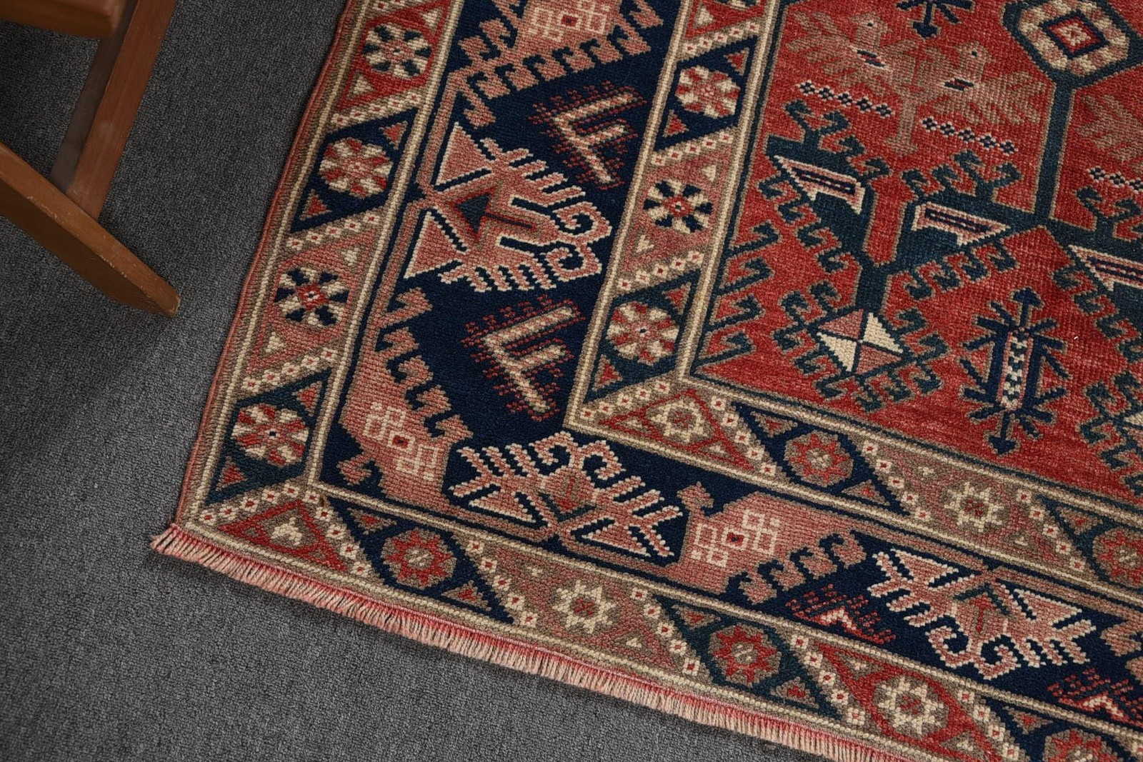 4,3×6,5 ft Turkish Rug, Rug Rug, Red Striped Rug Wool