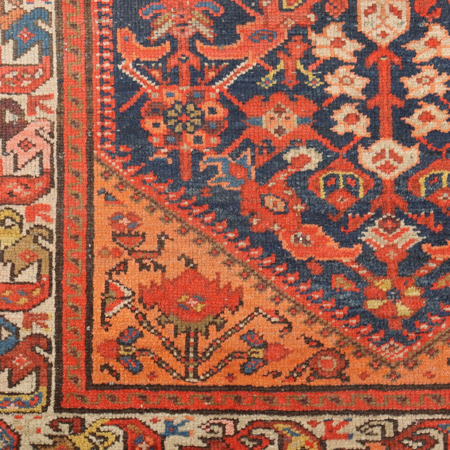 Antique Asian Carpet Cotton Wool Thin Knot 158 x 38 In
