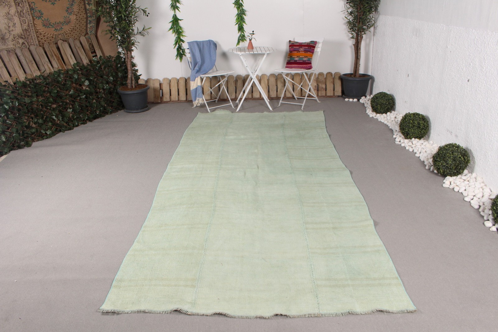 Turkish Large Rug, 4,9×10,9 ft Vintage Rug, Green Kilim Wool Rug