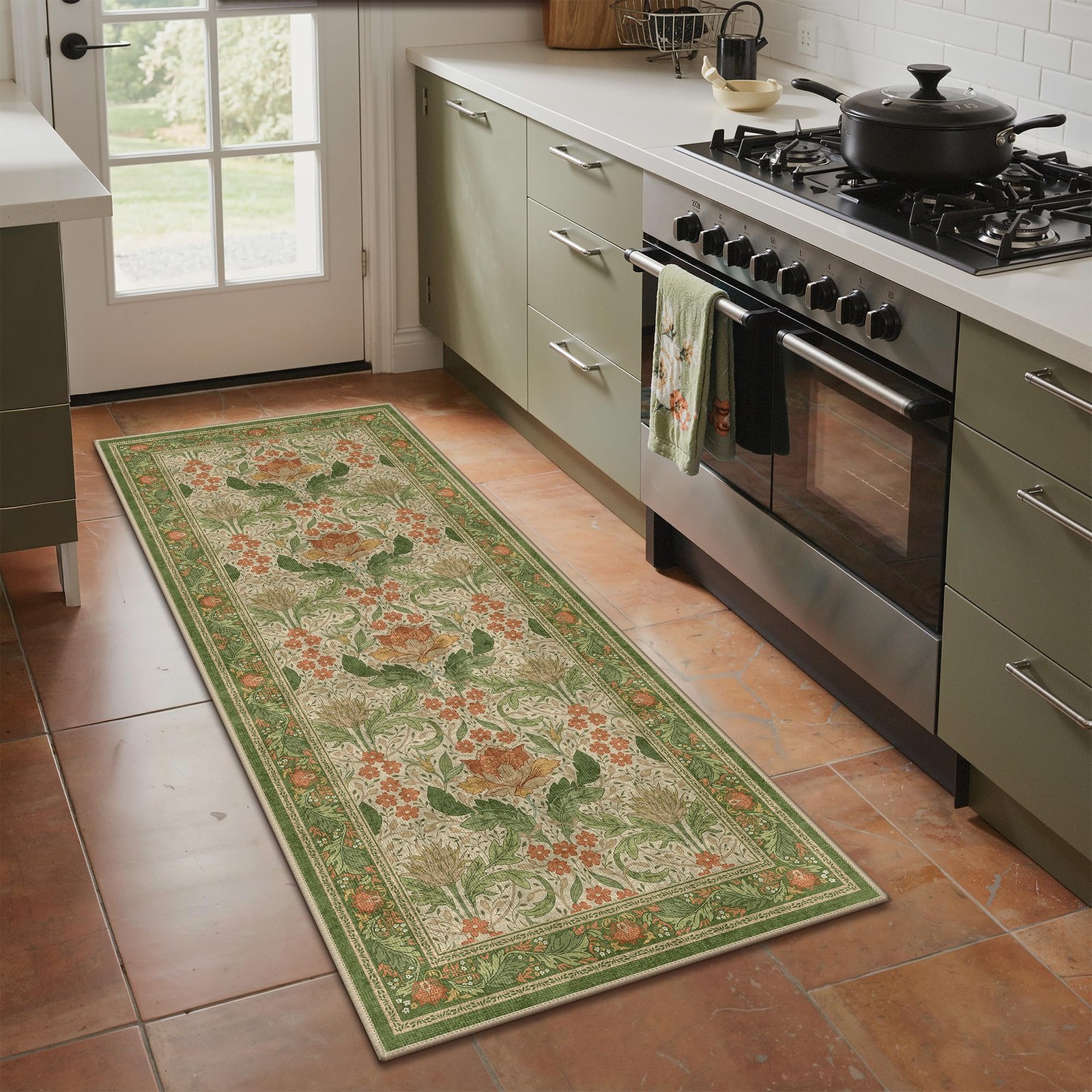 2’6”x6 Runner Rug,Microfiber Washable Non-Slip Vintage Floral Rugs,Low Pile …