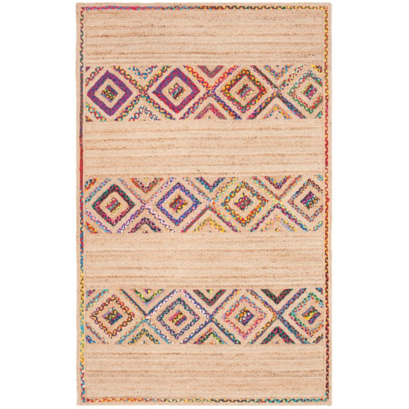 Runner Carpet Rug Natural Cotton Jute Handmade Rustic Modern Floor Area Rug Mat