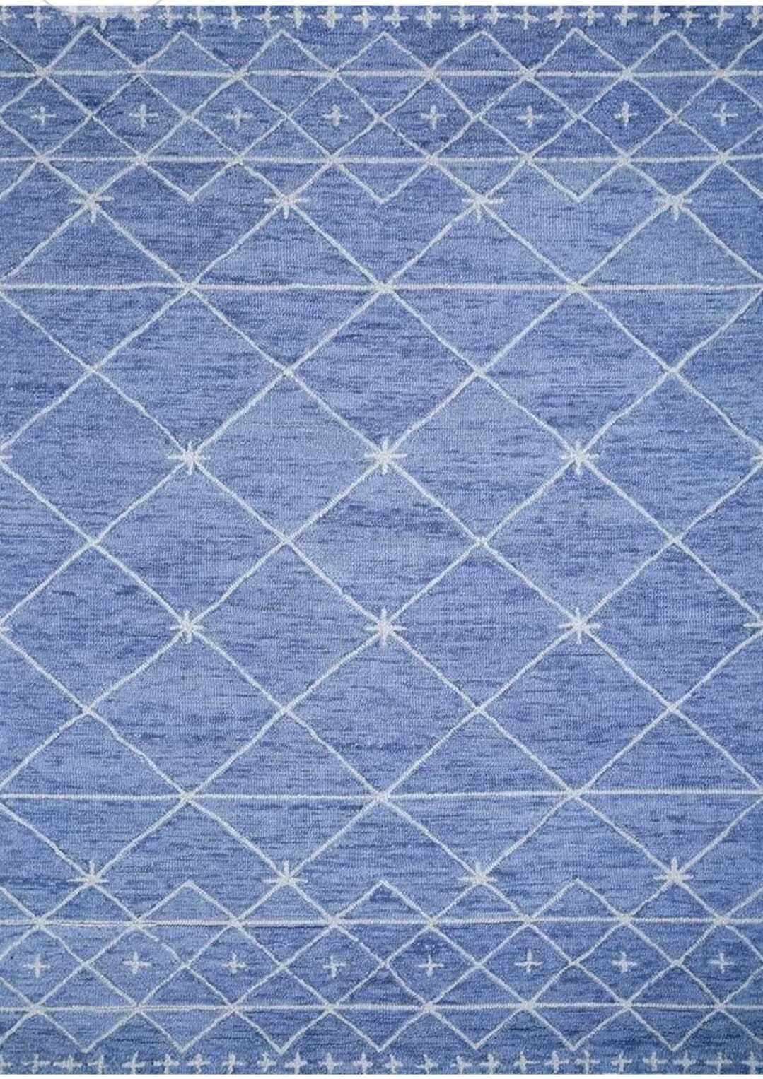 Blue Hand Tufted Carpet For Living Room Area Rug 100% Wool Hand Made 3X5 4X6FT