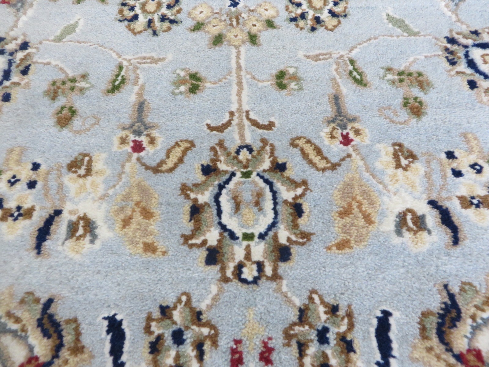 3 x 5’4 Hand Knotted Light Blue Fine Nain With Silk Oriental Rug G16120