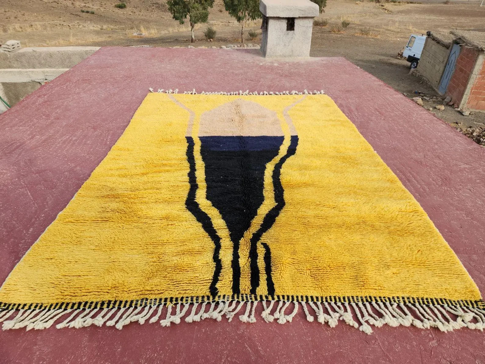 Handmade Berber Beni Ourain Moroccan Wool Rug Color Multi Design Carpet Rug