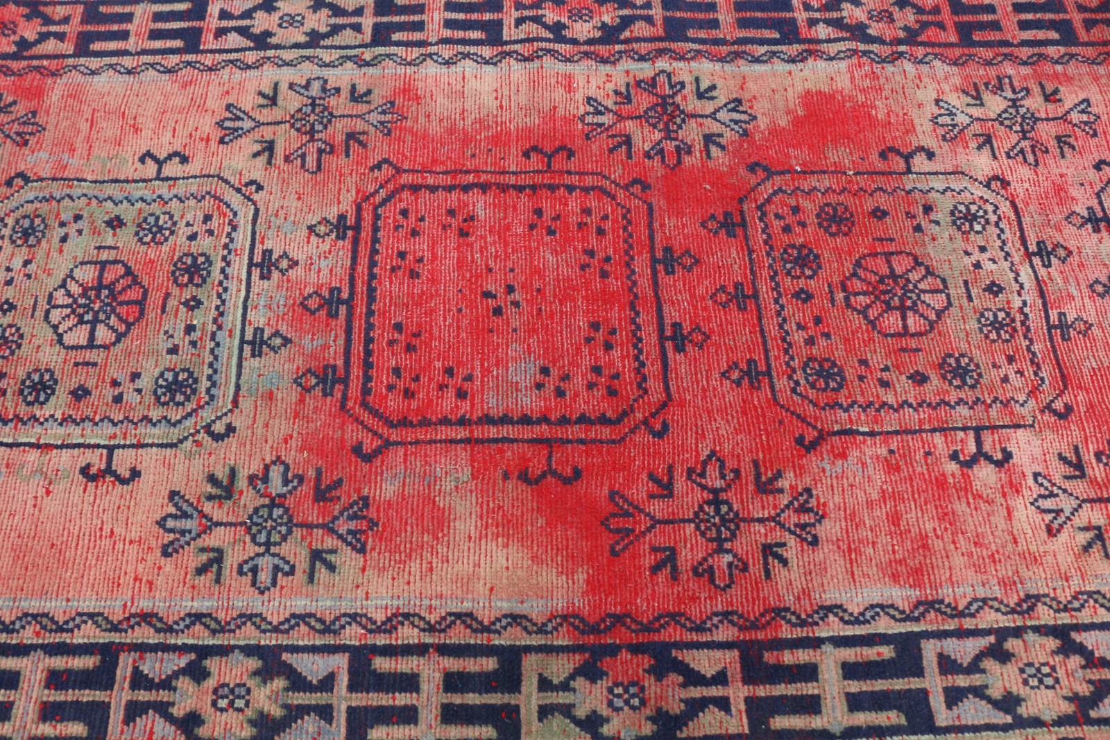 Turkish Vintage Rug, 4,3×10,6 ft Rug, Red Oriental Wool Rug