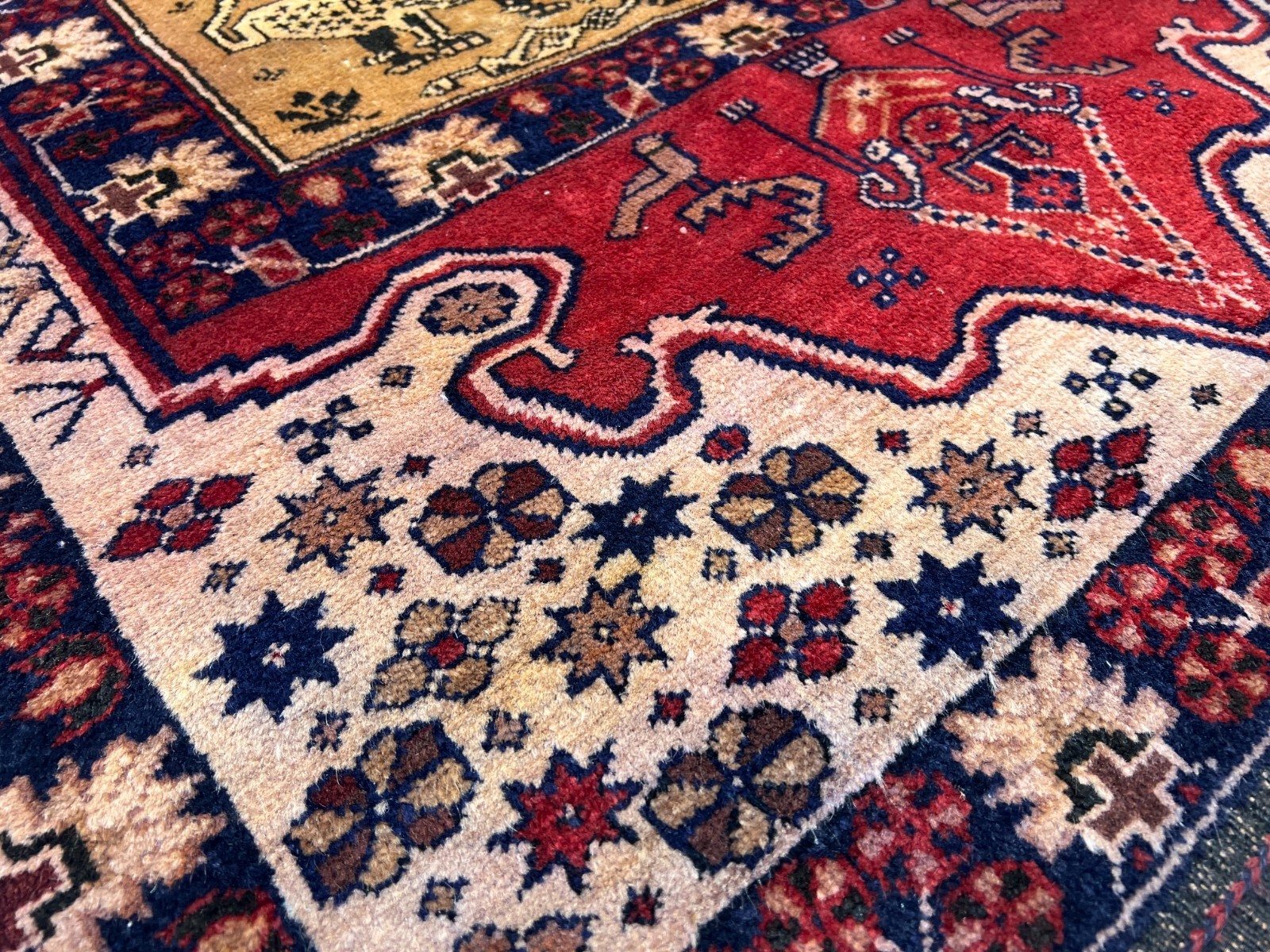 3 x 4’3 Ft Rare Afghan Pictorial Rug Handmade Tribal Animal Motif Carpet