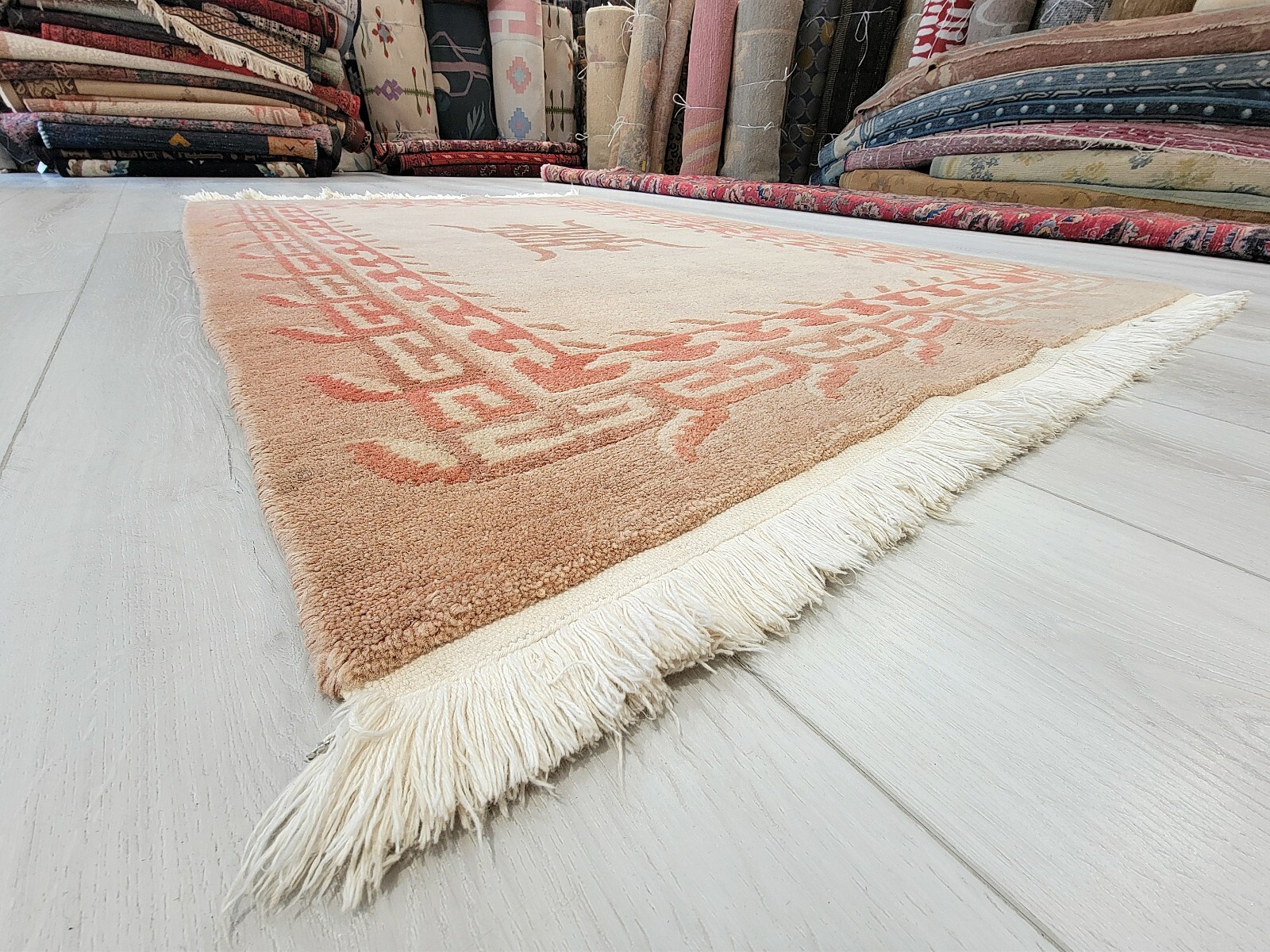 Tibetan 4’ x 6’ Oriental Hand-knotted Beige-brown Wool Area Rug