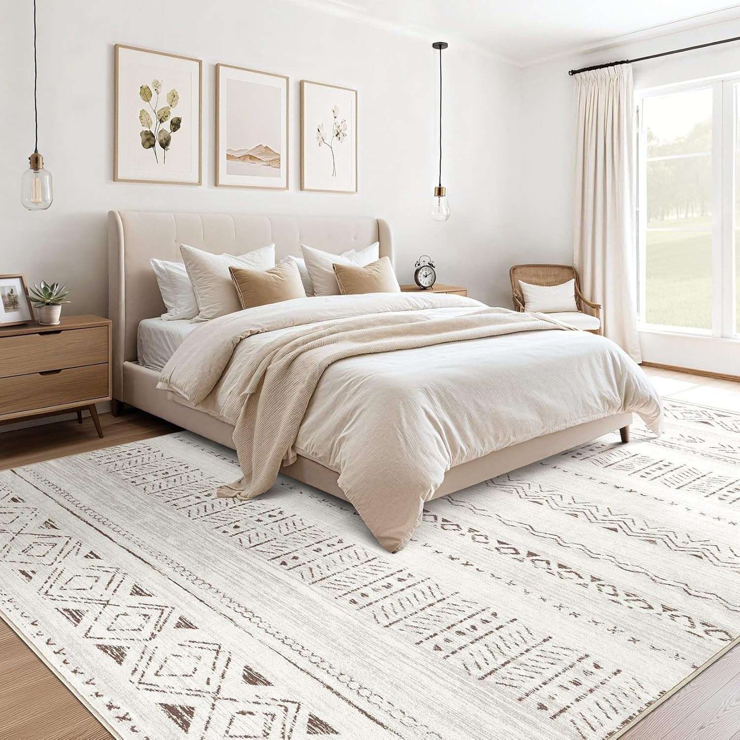 Versatile 5′ x 7′ Indoor Boho Rug: Soft, Stain-Resistant Carpet for All Rooms