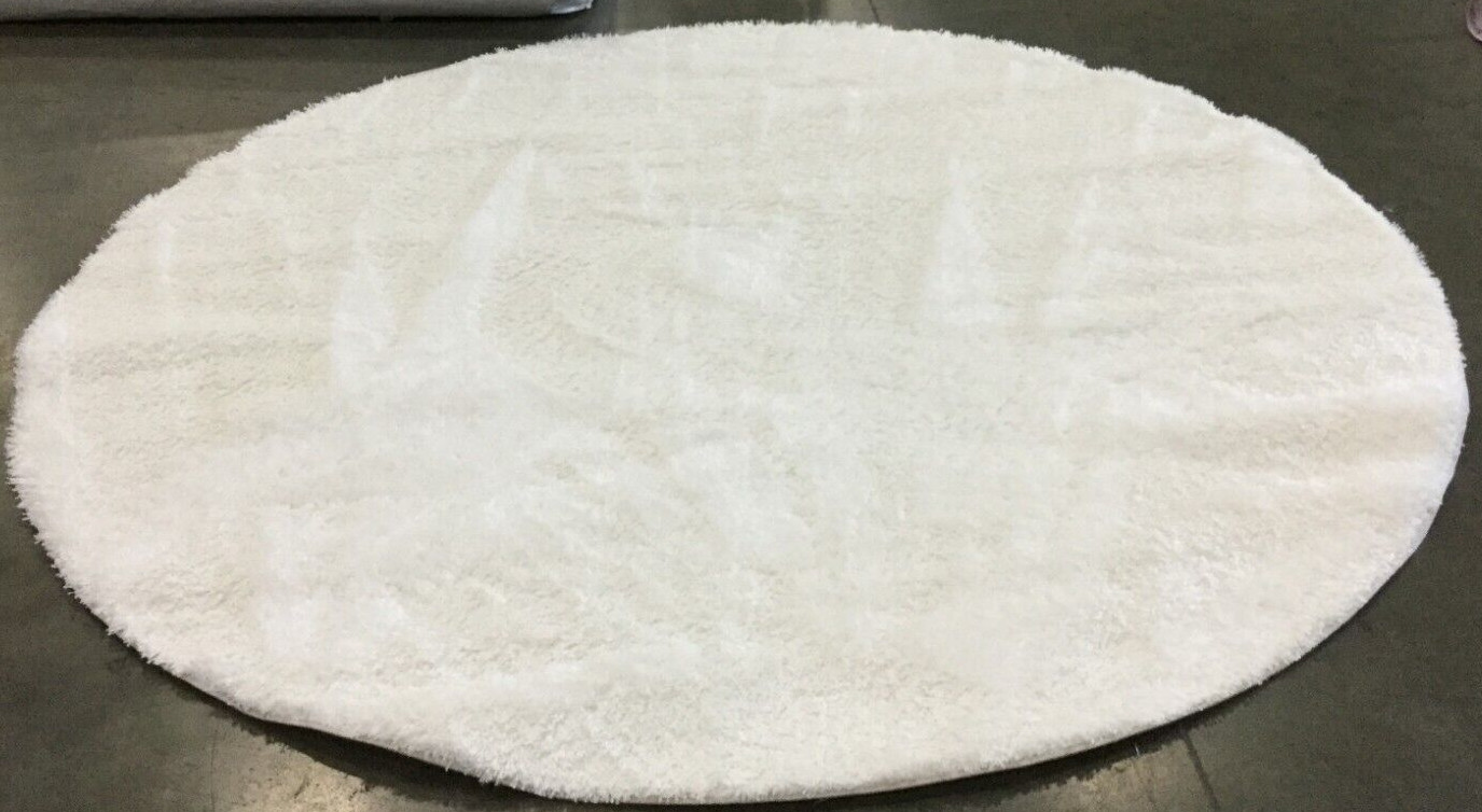 WHITE 6′-7″ X 6′-7″ Round Pressed Pile Rug, Reduced Price 1172659777 THO670A-7R