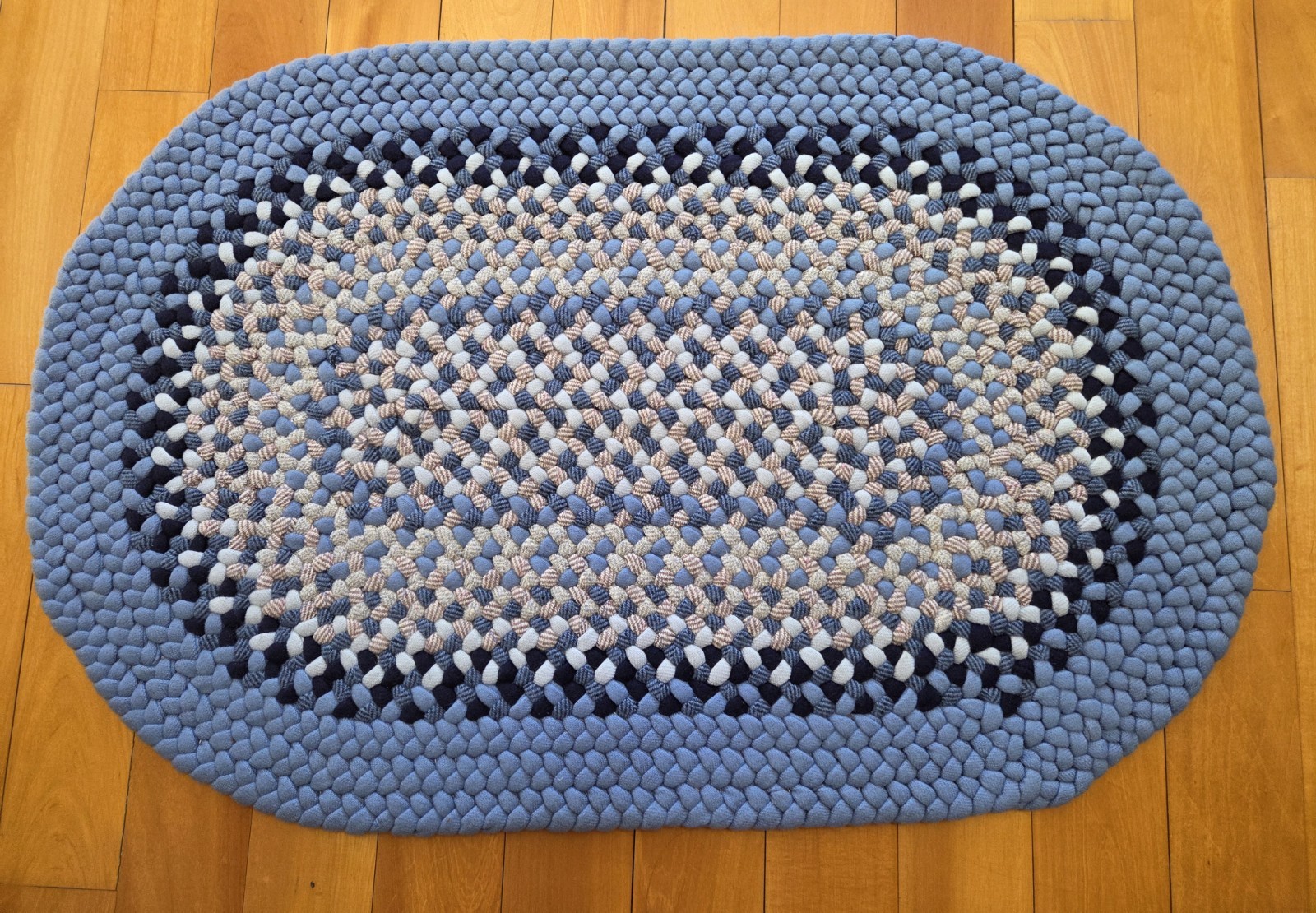 Braided Oval Rug Multicolor Country Blue 35×23 Accent Rug