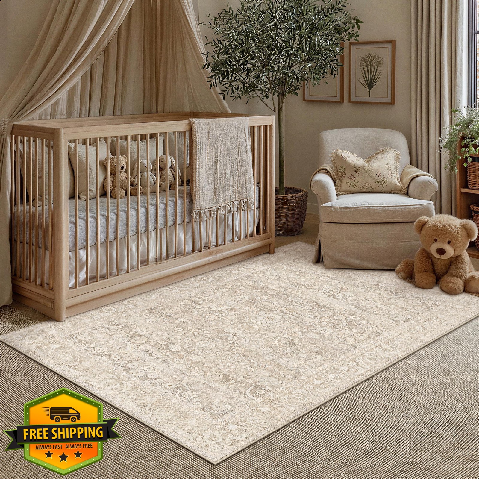 Berthmeer 4′ x 6′ Rug Accent Beige