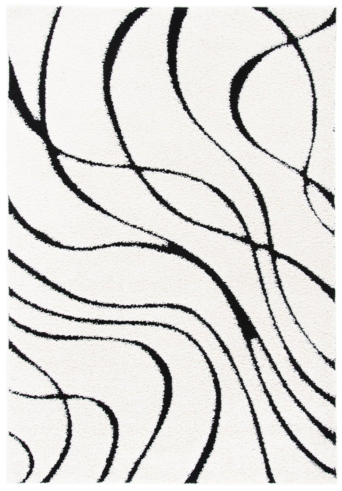 New Best SAFAVIEH Florida Shag Collection Area Rug – 5’3″ x 7’6″, Ivory & Black