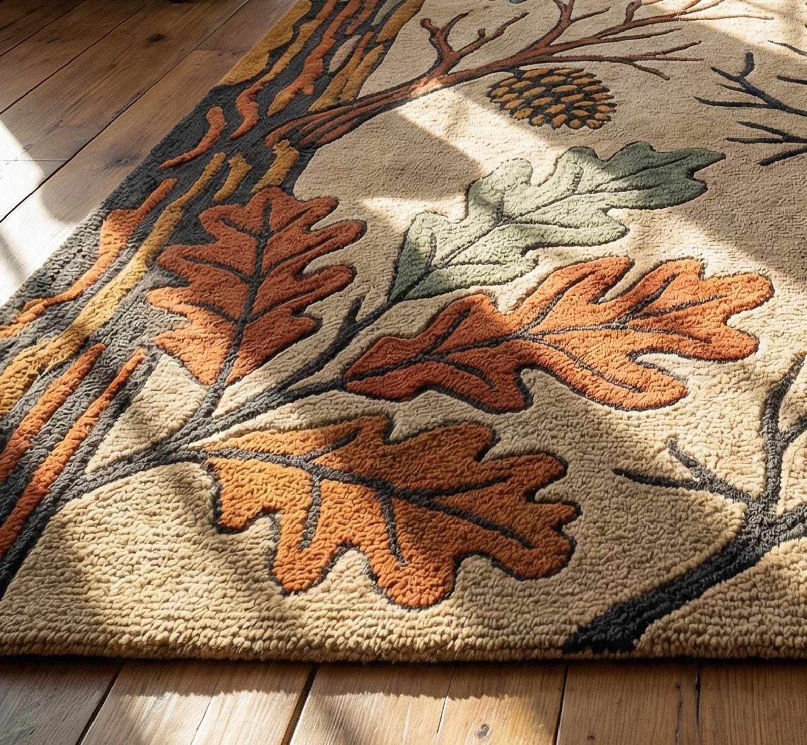 Handcrafted Wool Rug Nature Inspired Rug Handmade Area Rug Living Room Rug