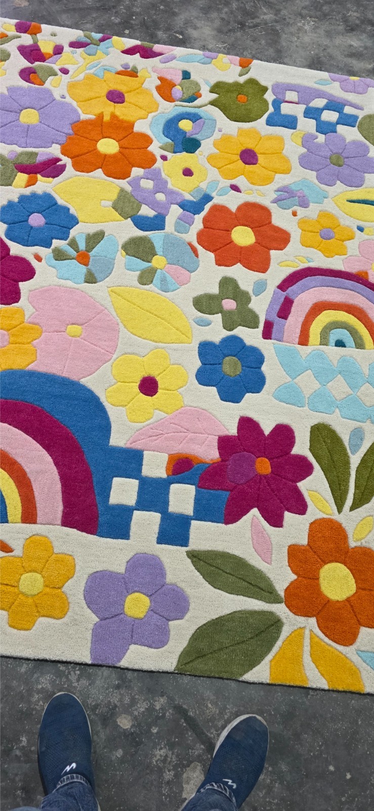 Boho Bloom Rainbow Hand-Tufted Floral Area Rug – Multicolor Handmade Carpet