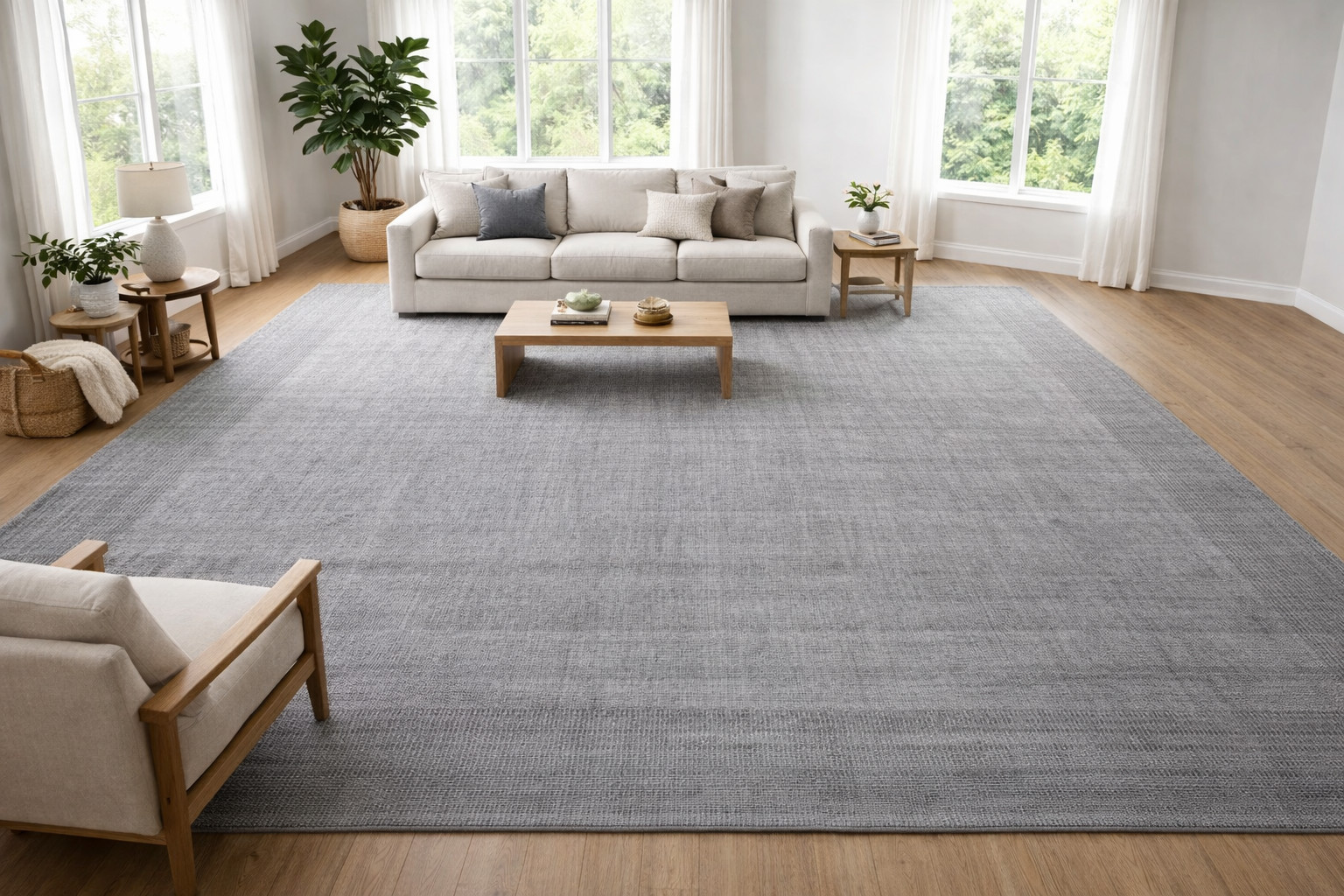 RH (Restoration Hardware) Natim Performance Rug – 12′ × 15′ – Marled Gray
