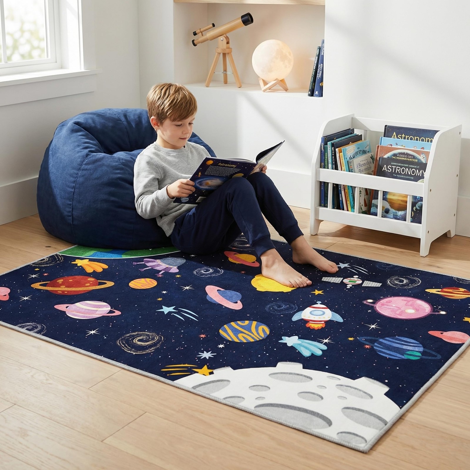 Space Kids Car Rug Playmat Carpet, 39”x59” Playroom Planet Rug for Playing …