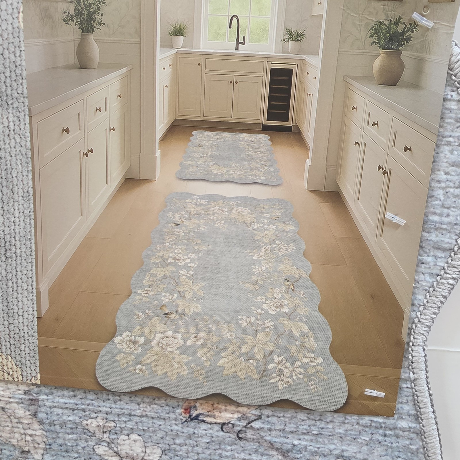 NEW Sanderson Chiswick Grove Washable 2-Piece Rug Set Runner 2′ x 5′ & 24″ x 36″