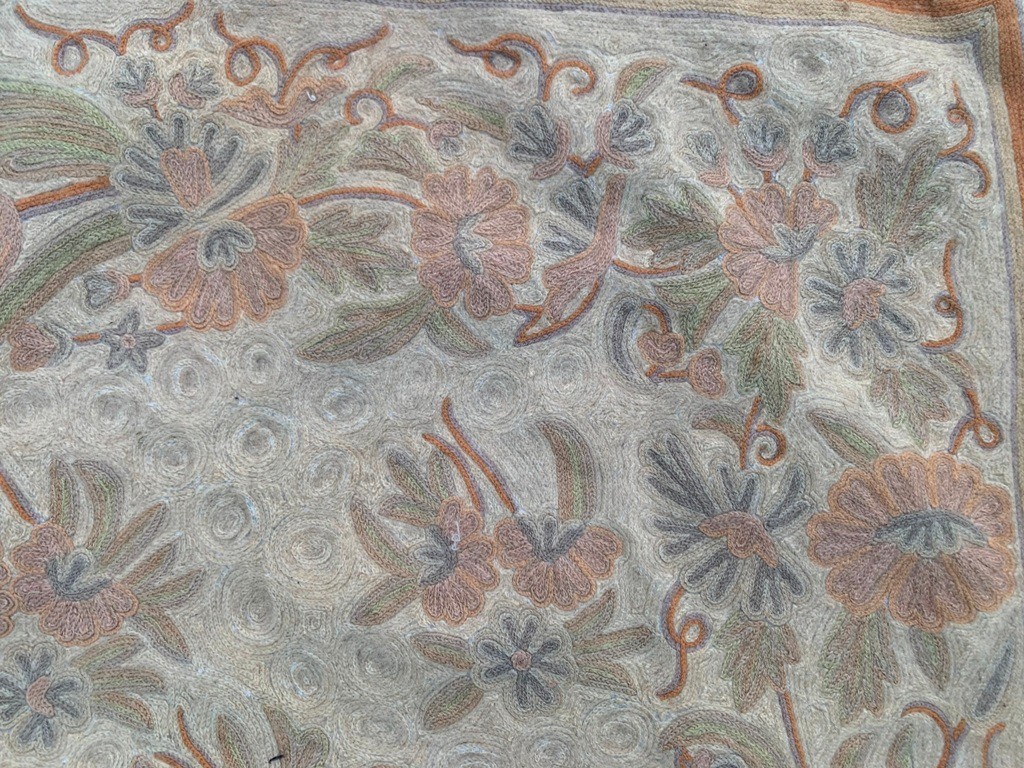 Vintage French Style Aubusson Rug Needlepoint Chain stitch Rug 3×4 ft Free Ship
