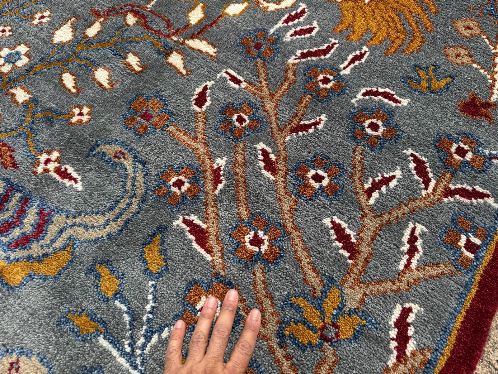 4×6 BLUE WOOL HANDMADE ORIENTAL RUG hand-woven oushak new tree of life animals