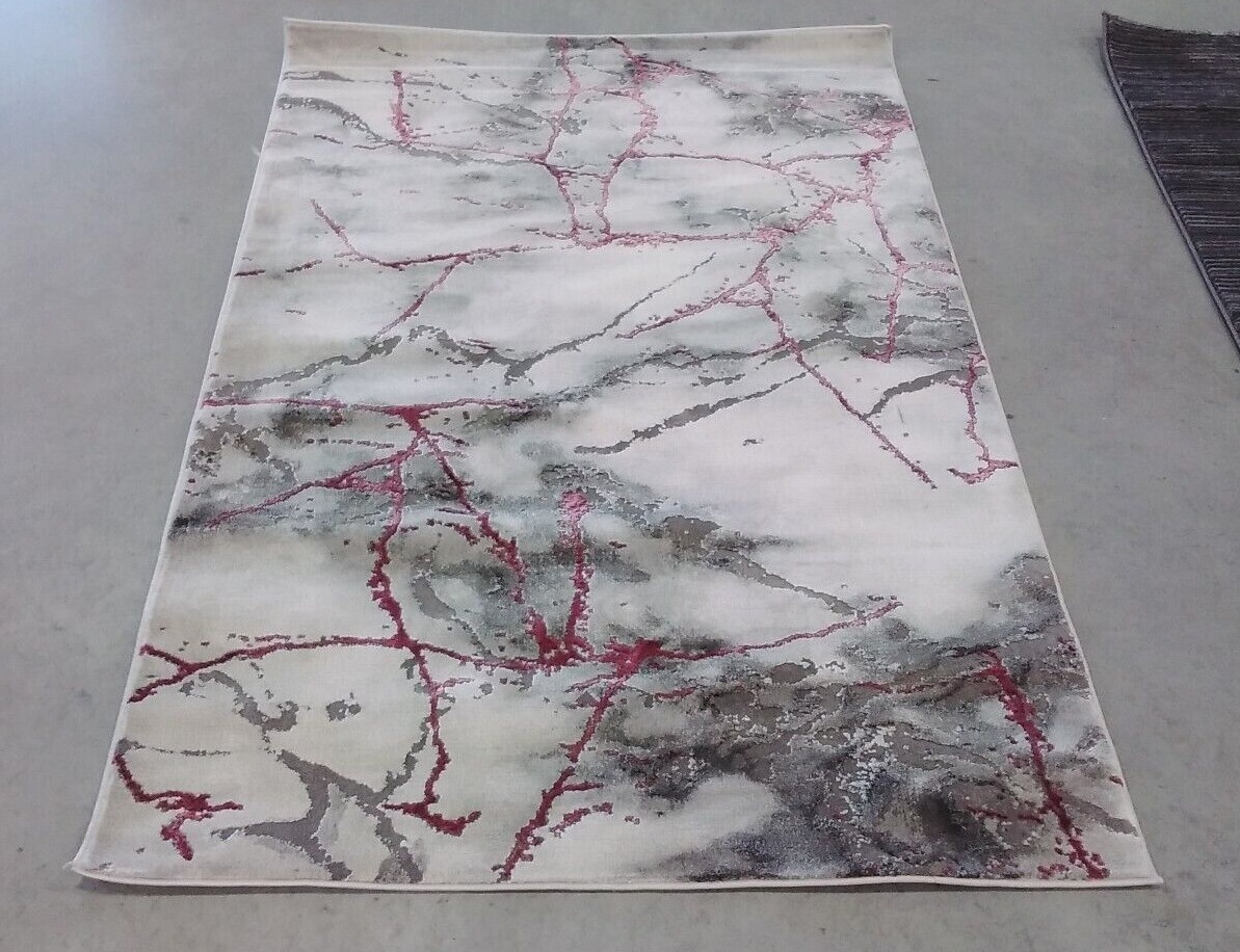 GREY / WINE 4′ X 6′ Broken Thread Rug, Reduced Price 1172708981 CFT877S-4