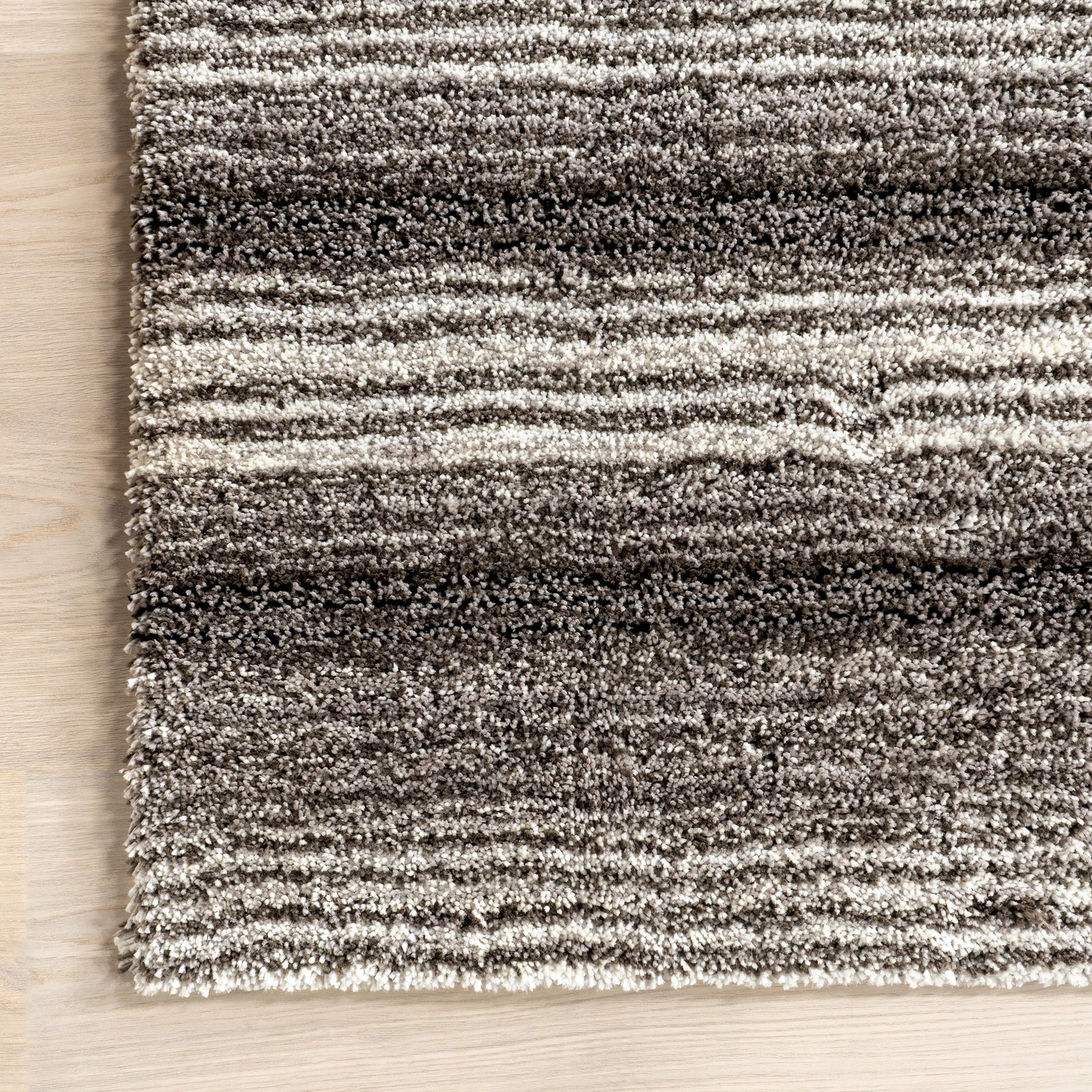 Drey Striped Shag Area Rug – 2×10 Runner Shag Rug Casual Gray Multi/Brown Rug…