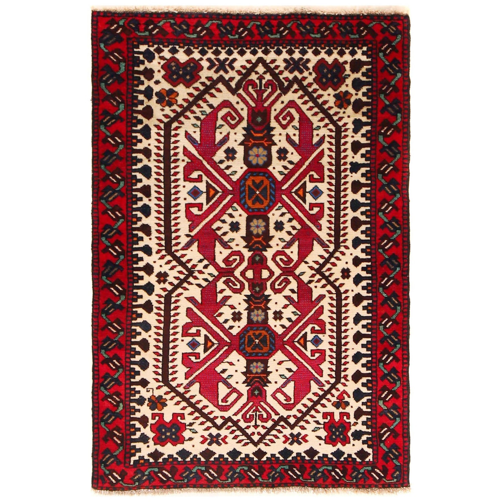 Bright Colors Wall Hanging Rug Handmade Rug 3’3×4’10ft Afghan Baluoch Rug W35912