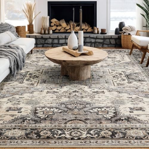Area Rug for Living Room – 9×12 Soft Machine Washable Oriental Vintage Floral