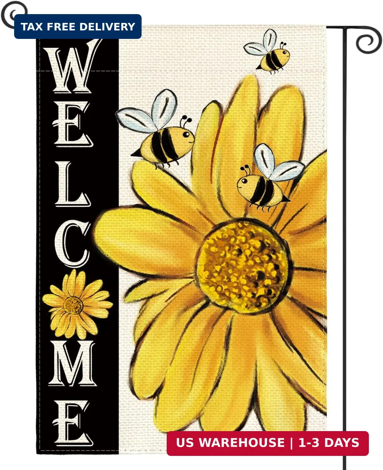 AVOIN colorlife Spring Summer Bee Sunflower Garden Flag 12×18 Inch Double Sided,