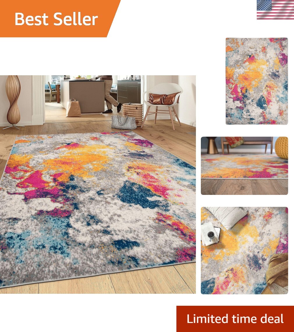 Sky Collection Modern Abstract Area Rug 5′ x 7′ Multi