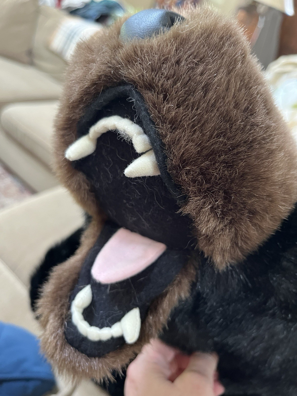 Black Bear Plush Area Rug Faux Fur 65″ x 52″ Large Kids Room Decor Claws Teeth