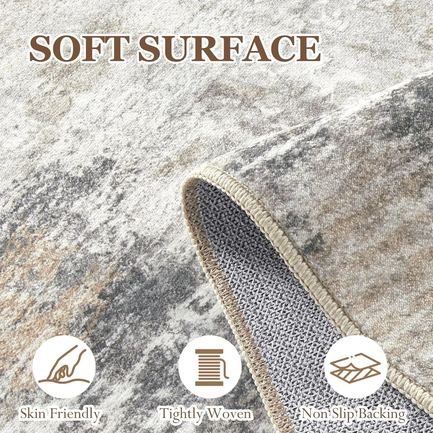 5×7 Washable Area Rug Modern Abstract Non-Slip Soft Living Room Bedroom Rug