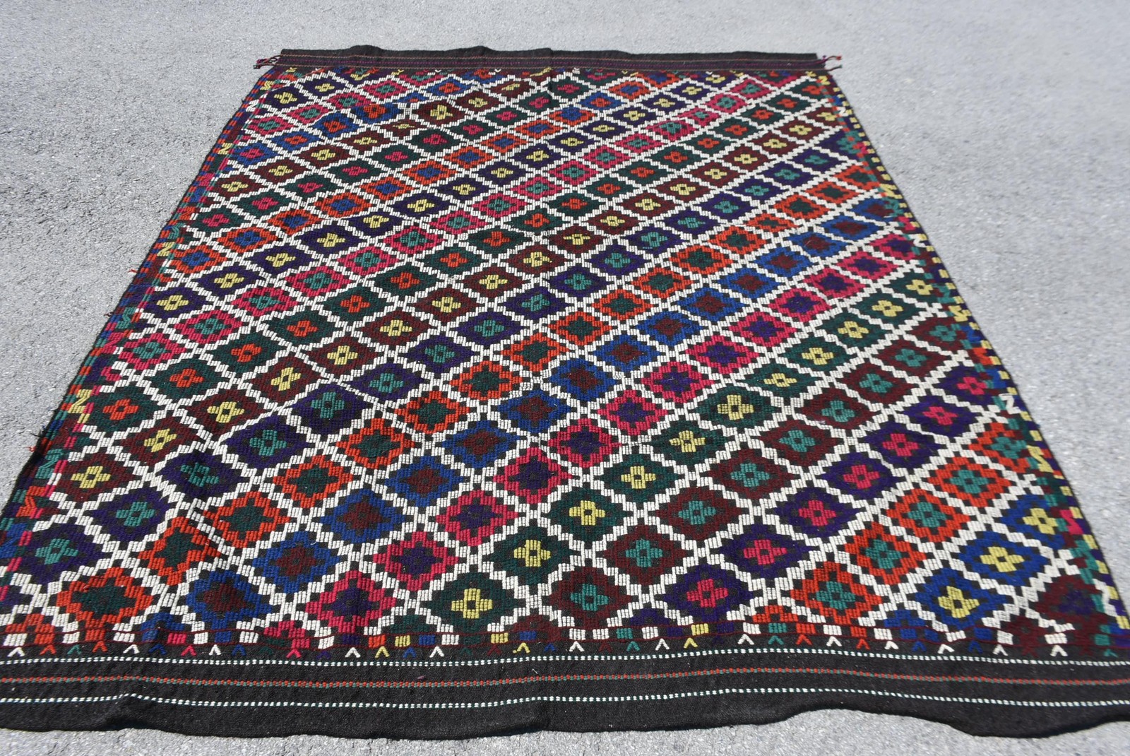 6,4×8,6 ft Rug, Vintage Turkish Rug, Red Kilim Wool Rug