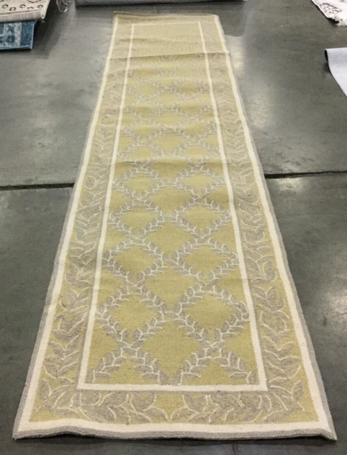 YELLOW / GREY 2′-6″ X 12′ Back Stain Rug, Reduced Price 1172659231 HK230Y-212