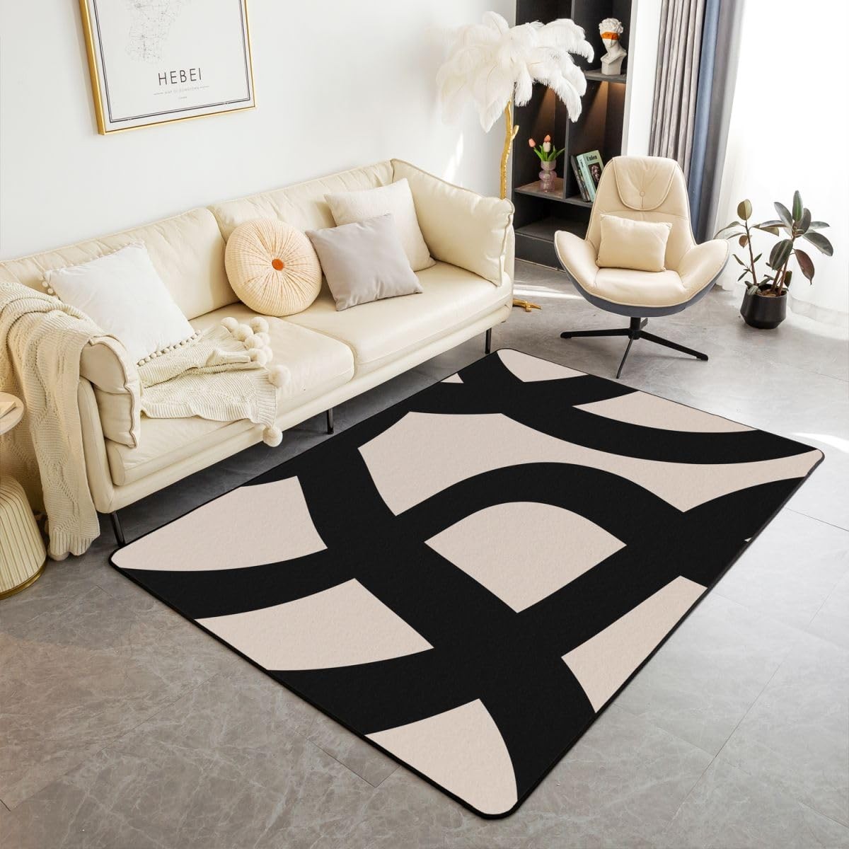 Black and Dark Tan Area Rug Area Rug 5×7 Modern Decorative Carpet Set for Tee…