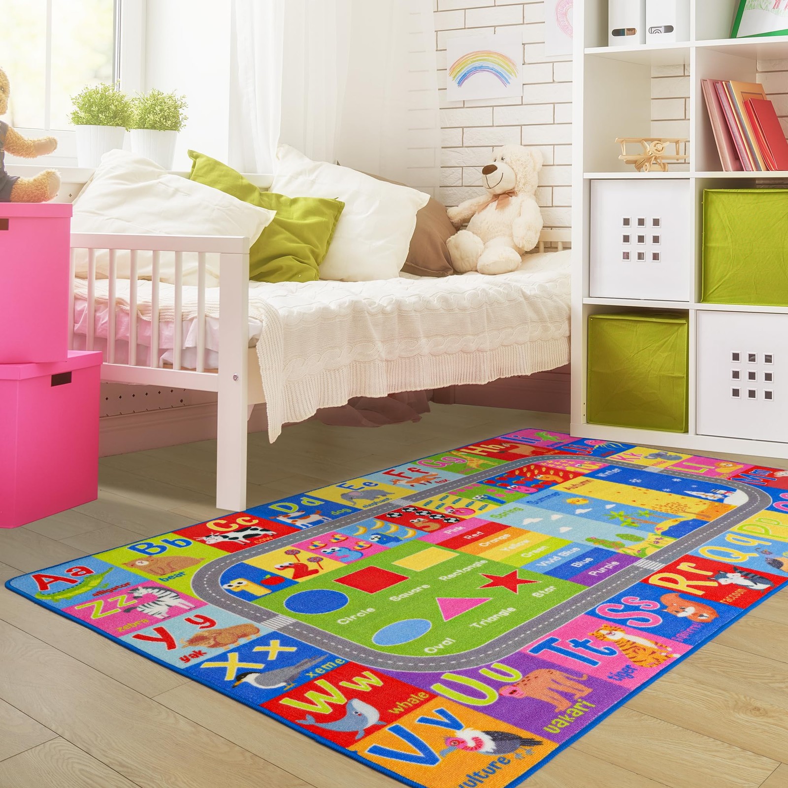 Kids Rug 3×5 Washable ABC Alphabet Numbers Playroom Classroom – Fun Learning