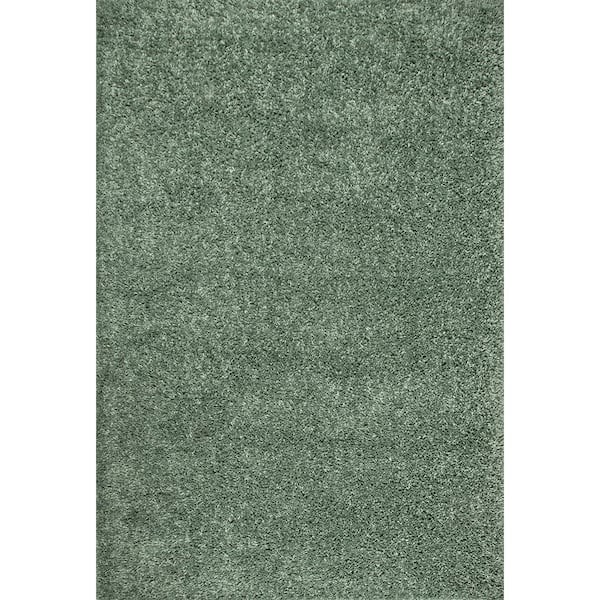 nuLOOM Kara Solid Shag Green Doormat 3 ft. x 5 ft. Area Rug