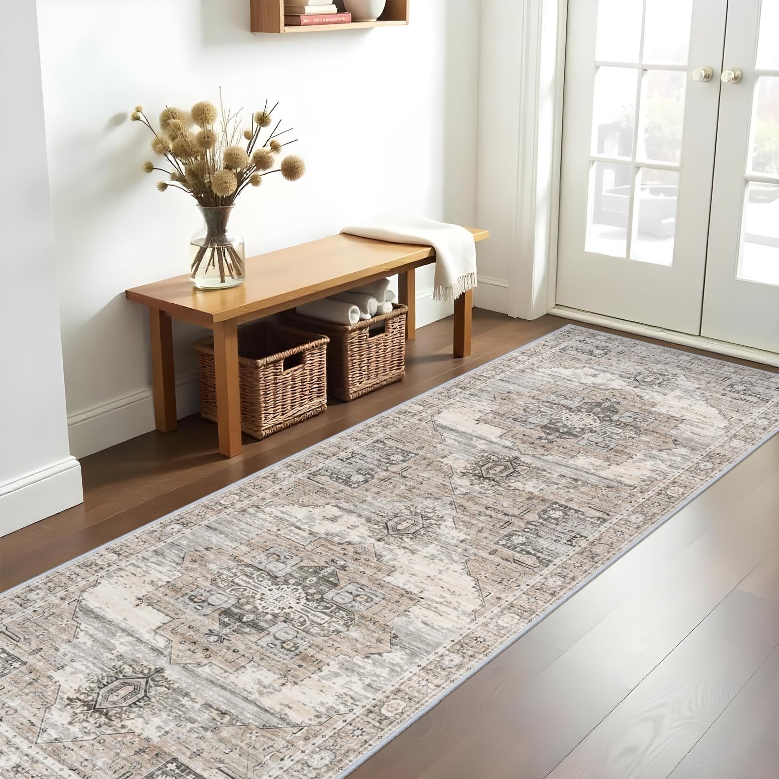 Washable Runner Rug 3×10 Vintage Hallway Carpet Runner Stain Resistant Rug