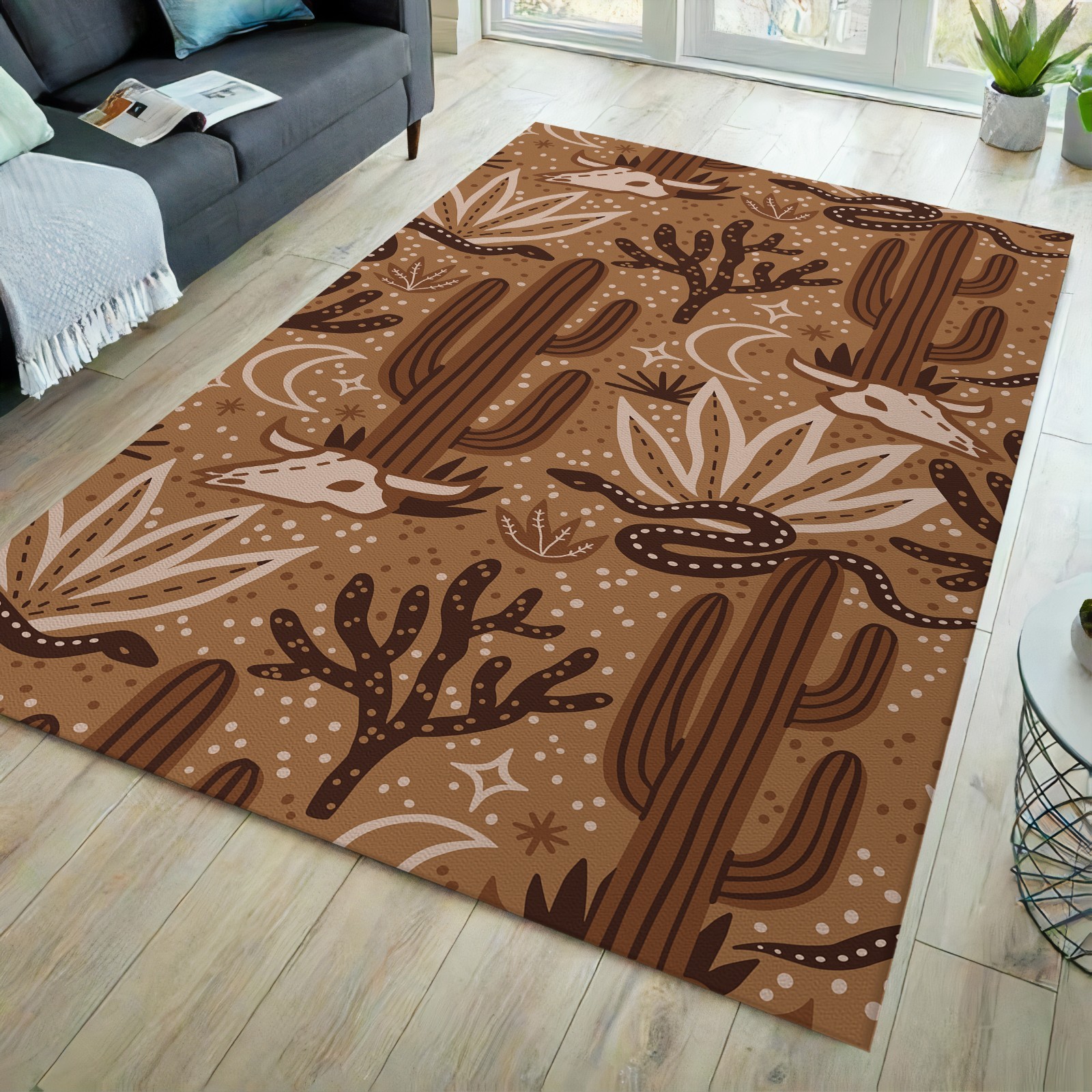 Western themed rug, western poster rug, snake rug, cactus rug