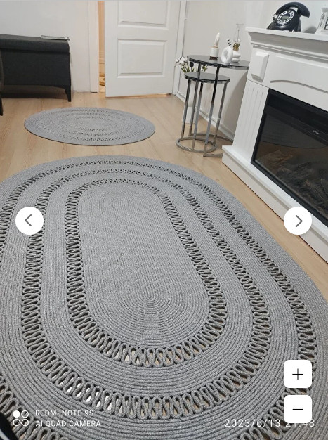 Perforated Straw Jute Knitting Oval Rug Special Design Carpet