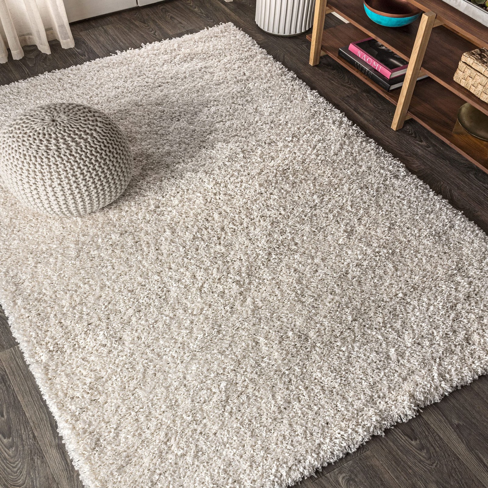 Mercer Shag Plush Cream Indoor Area Rug, 4×6, Contemporary, Modern, Easy-Clea…