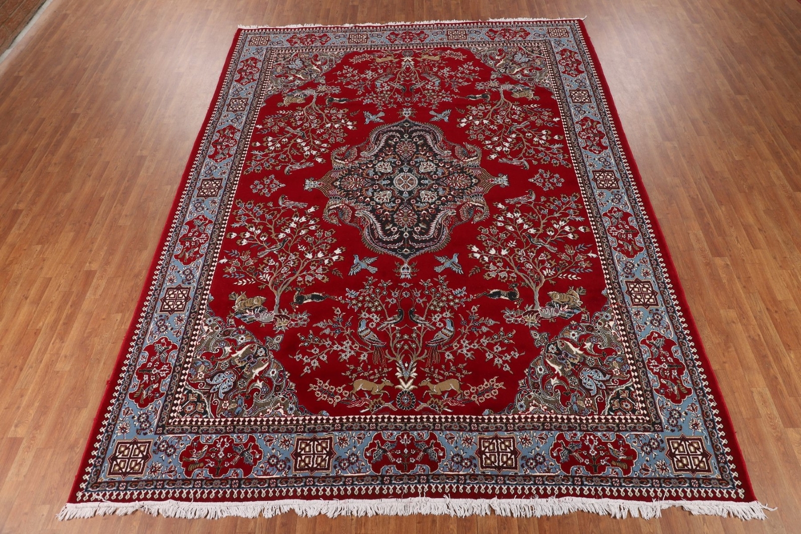 Living Room Turkish Floral Red 10×13 ft Area Rug Soft Pile Carpet