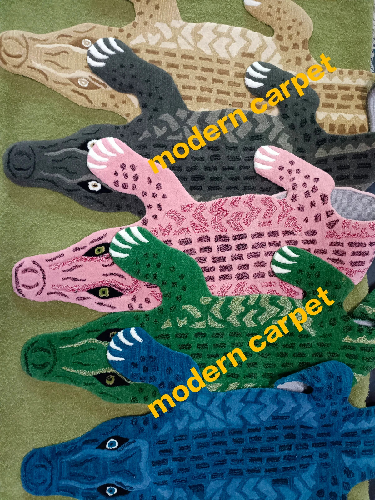 Crocodile Rugs 2×4 Feet Handmade 100% Woolen Hand Tufted For Home Decoration