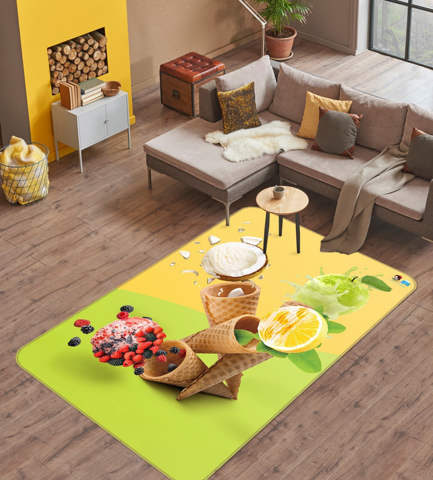 3D Coconut Orange Cones ZHUA3914 Game Non Slip Rug Mat Photo Carpet Amy