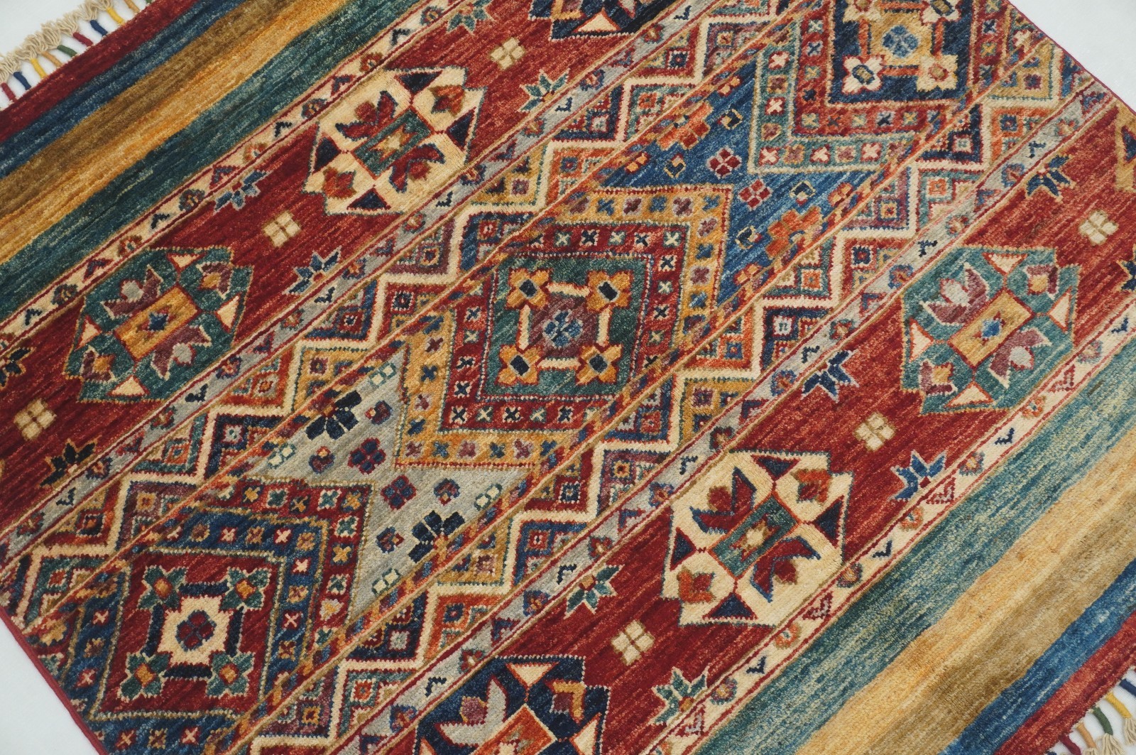 3×3 ft Red Khorjin Afghan Hand Knotted Wool Tribal Small Square Rug
