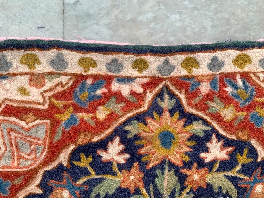 Vintage French Style Aubusson Rug Handmade Rug Chain stitch Rug 2×3 ft Free Ship