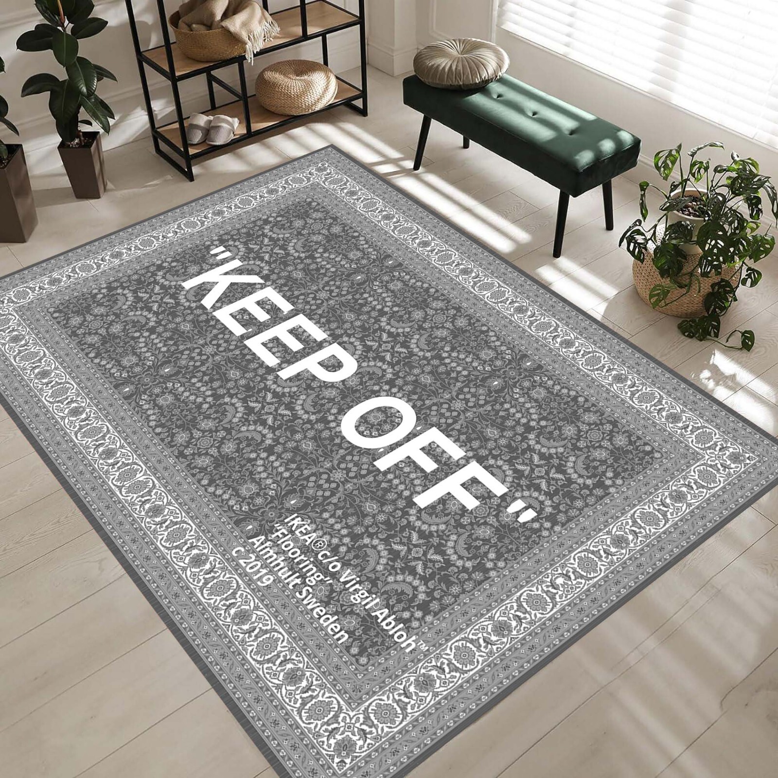 Keep Off Rug, Home Decor Designer Rug, Modern Typography Rug, Contemporary Rug