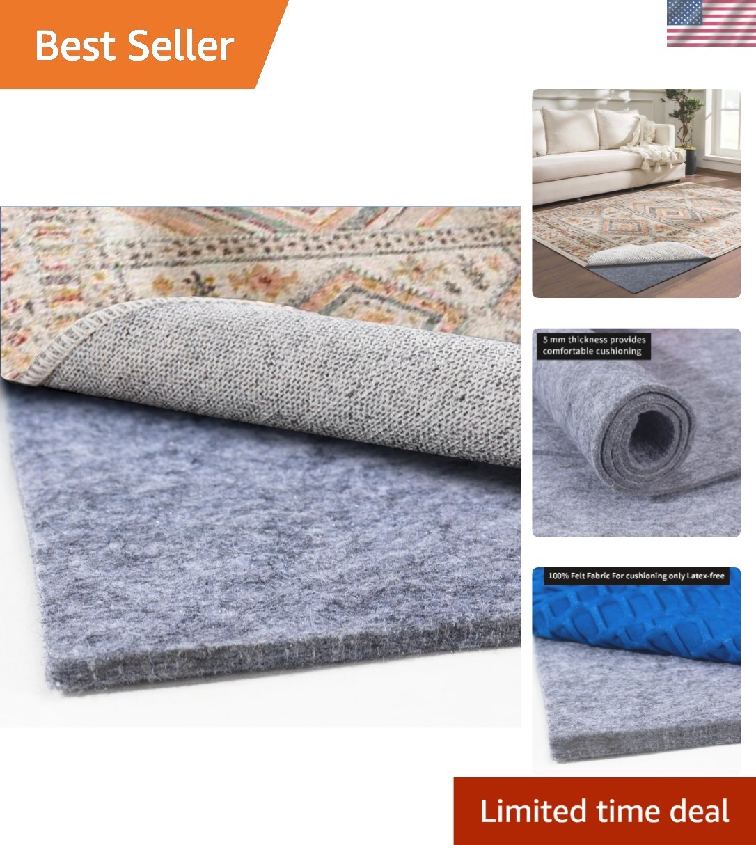 8’x10′ Polyester Felt Rug Liner – Ultimate Comfort & Durability for All Floors